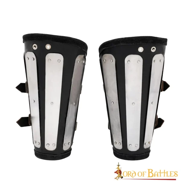 Brazales de placas metálicas y cuero  Negro - Imagen 2