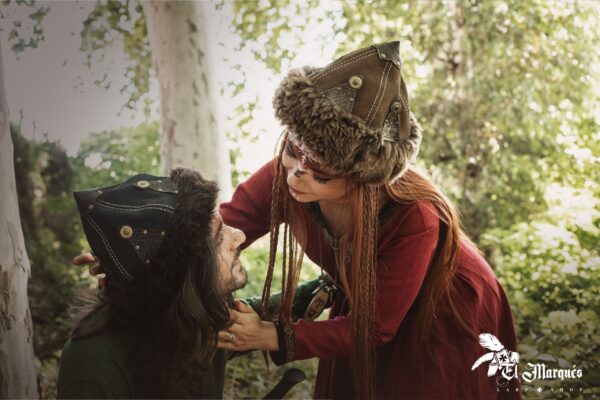 Sombrero vikingo de cuero  Marrón - Imagen 2