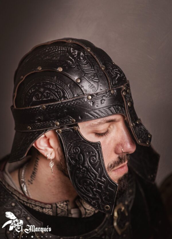 Casco de cuero Spangenhelm «Baldur»  Negro