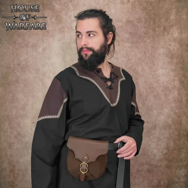 Bolso de cuero Guerrero Medieval II- Marrón Oscuro - Imagen 3