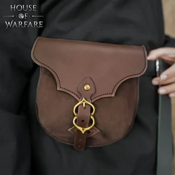 Bolso de cuero Guerrero Medieval II- Marrón Oscuro