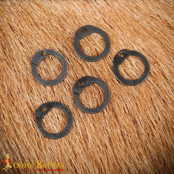 Anillas sueltas de acero dulce ennegrecido, planas con remaches de cúpula, 9mm calibre 17 - Imagen 4