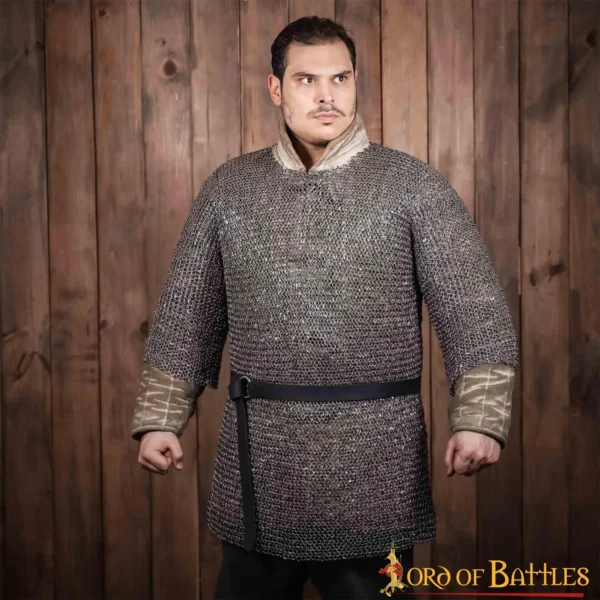 Cota de malla medieval de media manga, remachado, DI 10 mm, acero dulce - Imagen 7