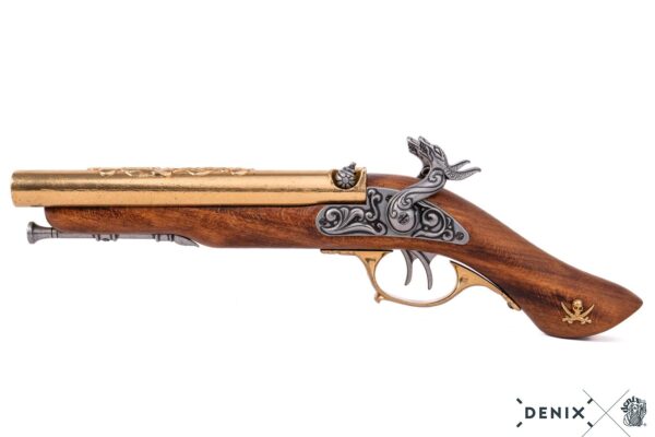 Pistola de dos cañones pirata, S.XVIII  Dorado