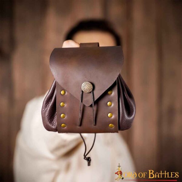 Bolsito de cinturón Medieval con Hebilla de Latón Antigua - Imagen 5