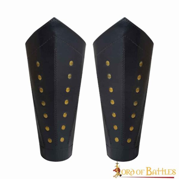 Brazales de cuero de guerrero medieval de fantasía  Negro