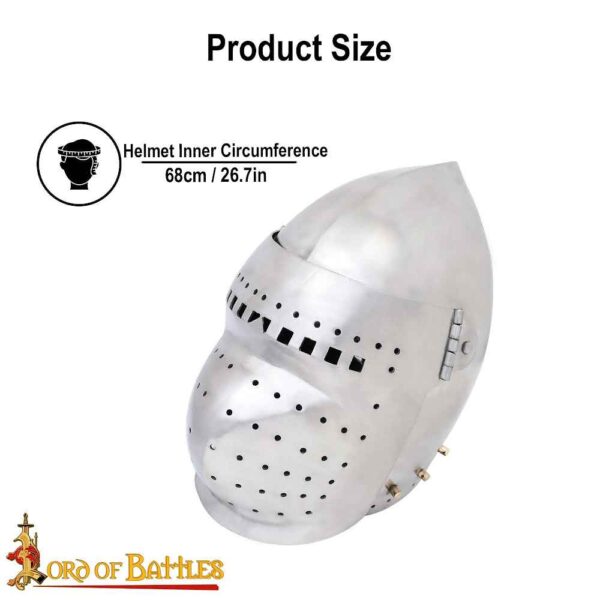 Casco bascinet de visera completa del siglo XIV Calibre 14 - Imagen 3
