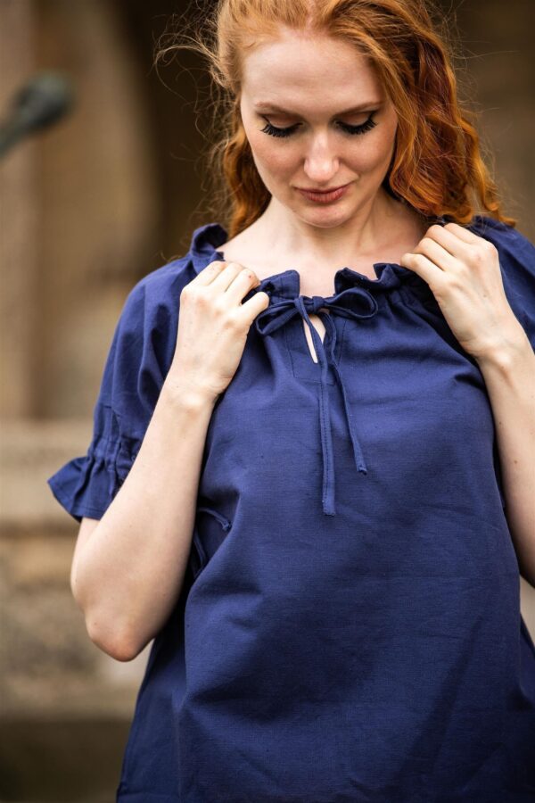 Blusa medieval de manga corta «Verena»  Azul