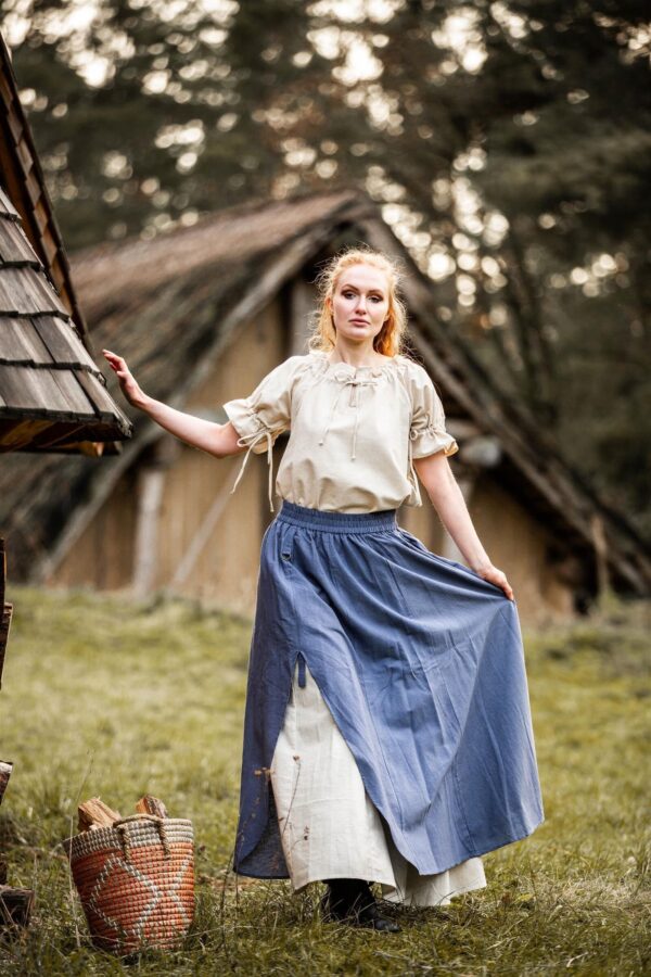Blusa medieval de manga corta «Verena»  Natural