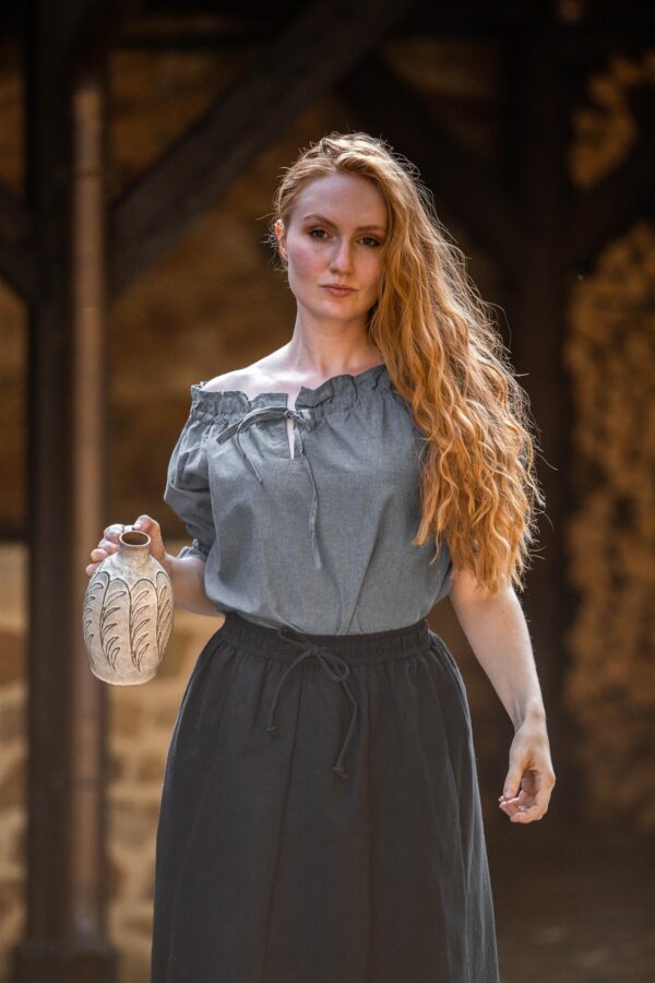 Blusa medieval de manga corta «Verena»  Azul Claro - Imagen 4