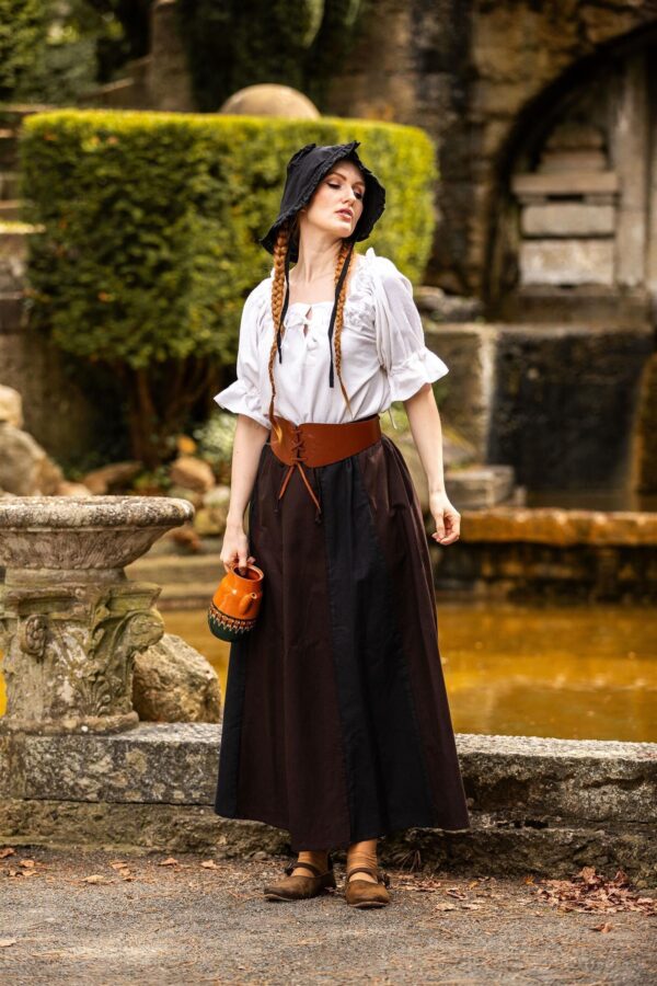 Blusa medieval de manga corta «Verena»  Blanco