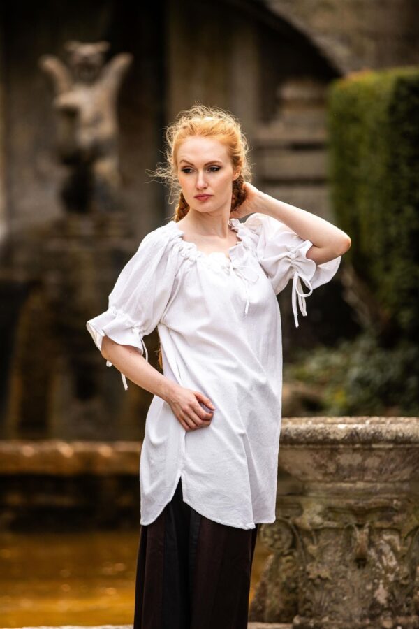 Blusa medieval de manga corta «Verena»  Blanco - Imagen 3