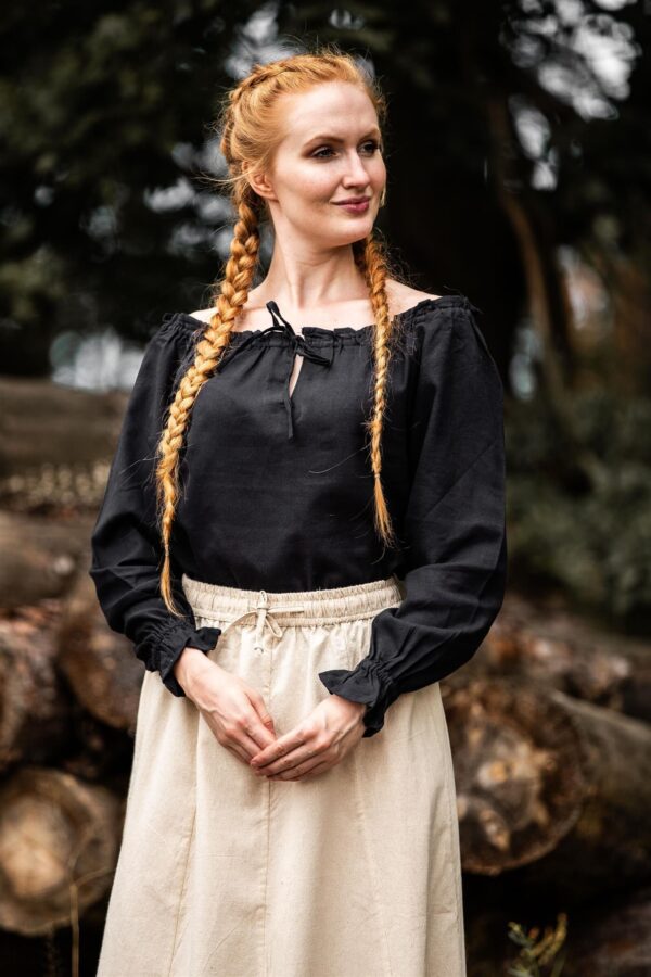 Blusa medieval «Edith»  Negro - Imagen 2