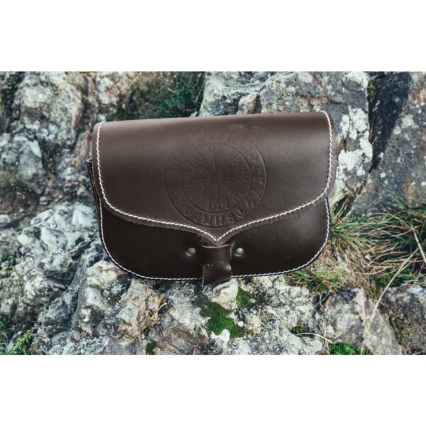 Bolso de cuero «Folkvar» con Vegvisir  Marrón