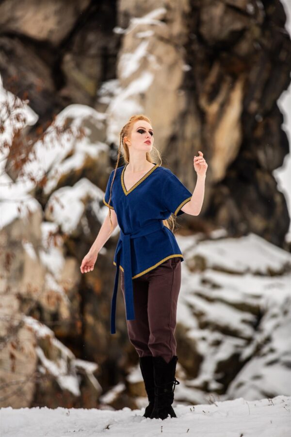 Blusa medieval «Matilda»  Azul - Imagen 2