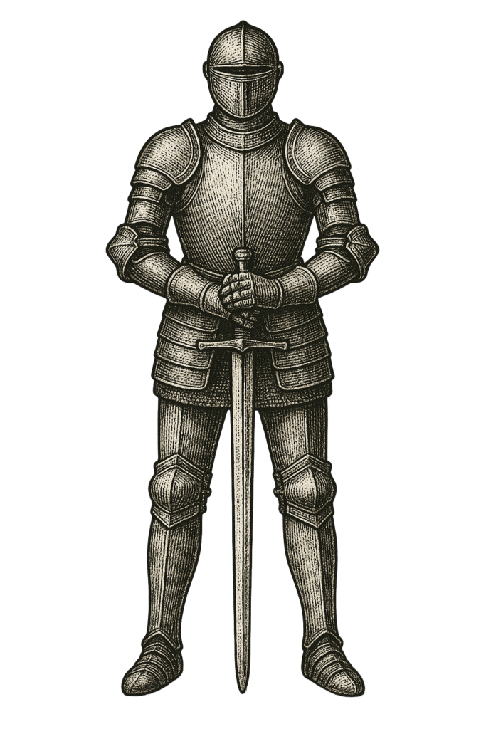 Dibujo de armadura medieval de la Corte del Tejón