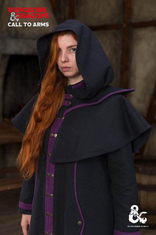 Capucha de brujo de Dungeons & Dragons negro/morado