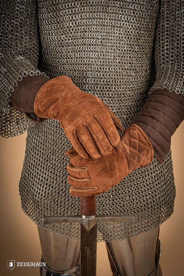Suede Gloves for Gauntlets Marrón