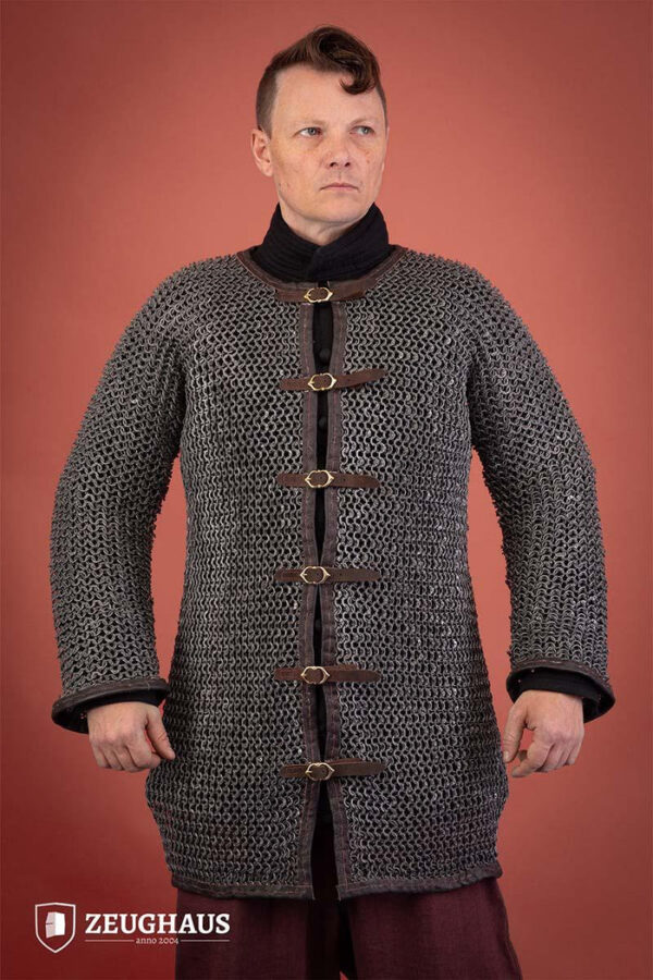Chainmail Hauberk With Front Buckles Roundring Riveted 10mm Aluminium