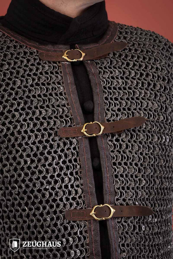 Chainmail Hauberk With Front Buckles Roundring Riveted 10mm Aluminium - Imagen 2