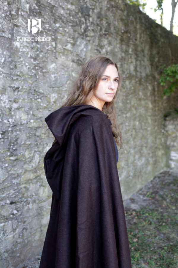 Wool Hooded Cloak Hibernus Brown - Imagen 2