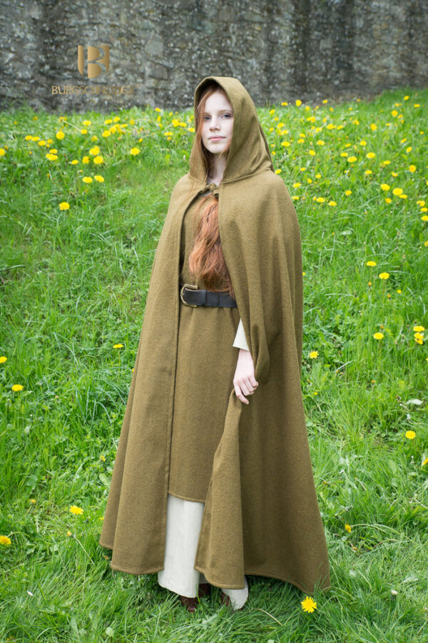 Capa con capucha de lana Hibernus verde otoño - Imagen 2