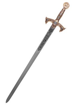 Espada templaria dorada, roja con grabado decorativo, Marto - Imagen 5