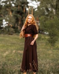 bodenlanges-kurzarmkleid-melisande-braun12