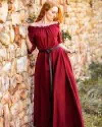 bodenlanges-kurzarmkleid-melisande-rot